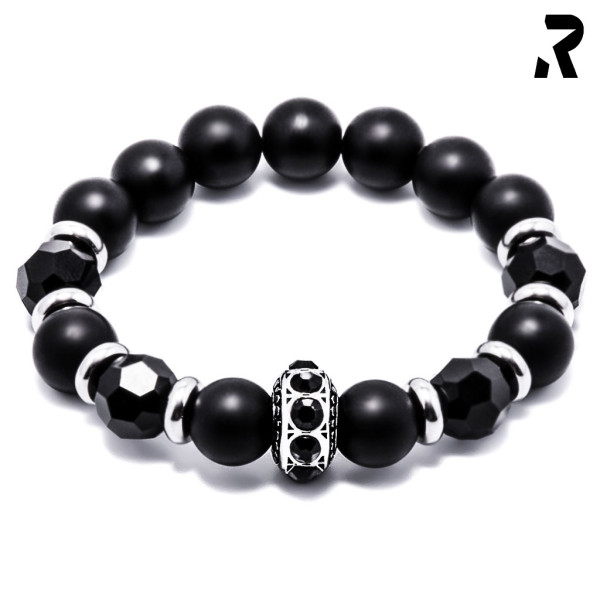 elegantes frauenarmband, schwarze crystals, onyx, rockiges Armband für frauen, bikerarmband, frauenarmband