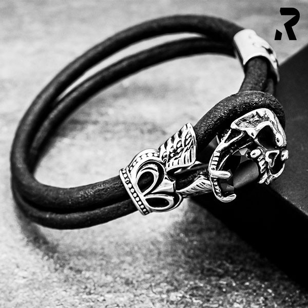 Leder Armband Dark King ohne Verschluss