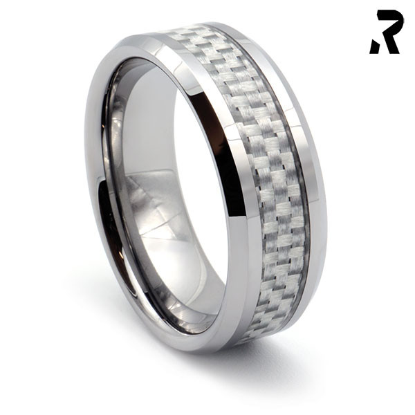 WOLFRAM CARBON RING White Star 8mm