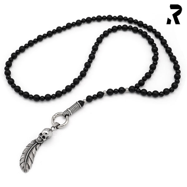 totenkopf ypsilon kette, mit anhänger, onyx schwarz, matt, glänzend, kette männer, kette frauen, rosenkranz mit totenkopf, männergeschenk, damengeschenk, geschenkidee