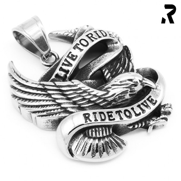 biker anhänger freedom eagle, adler, live to ride, ride to live, für damen, für männer, geschenkidee, männer geschenk, biker geschenk, anhänger mit kette, harley anhänger, edelstahl anhänger