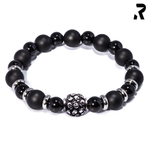 rockiges totenkopf armband für männer & frauen, schwarzes totenkopfarmband, skull bracelet black, rockyfy bikerschmuck & rockerschmuck;