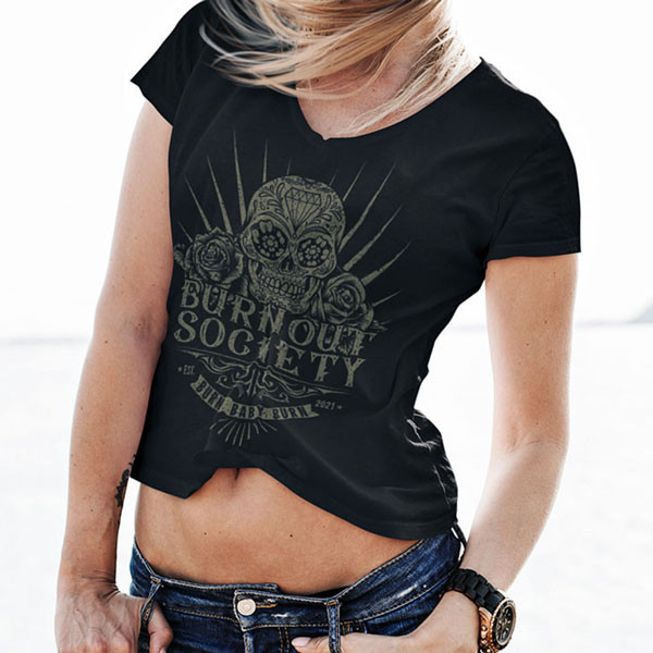 COOLES BIKER SHIRT MIT FLÜGELN + BURNOUT SOCIETY® FIRST EDITION + 100% BIO BAUMWOLLE