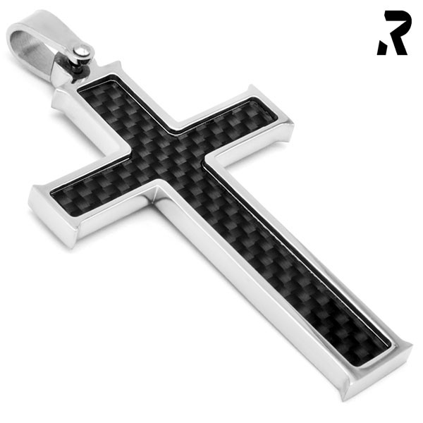 kreuz anhänger passion cross, biker kreuz, carbon kreuz, karbon kreuz, edelstahl, silber, schwarz,männer geschenk, damen geschenk, bikerschmuck, rockerschmuck, edelstahlschmuck, edelstahl anhänger, kreuz anhänger mit kette