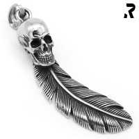 totenkopf flügel anhänger badness, geschwungene feder, viele details, für damen, für männer, geschenkidee, männer geschenk, biker geschenk, edelstahl anhänger totenkopf flügel anhänger badness, geschwungene feder, viele details, für damen, für männer, geschenkidee, männer geschenk, biker geschenk, edelstahl anhänger