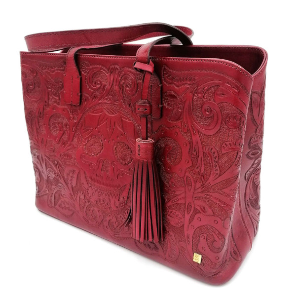 Rote Lederhandtasche Mediterraneo Timeless