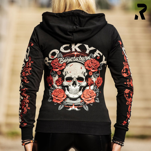 ROCKYFY GLAMOUR SKULL, GLITZER TOTENKOPF HOODIE FÜR FRAUEN