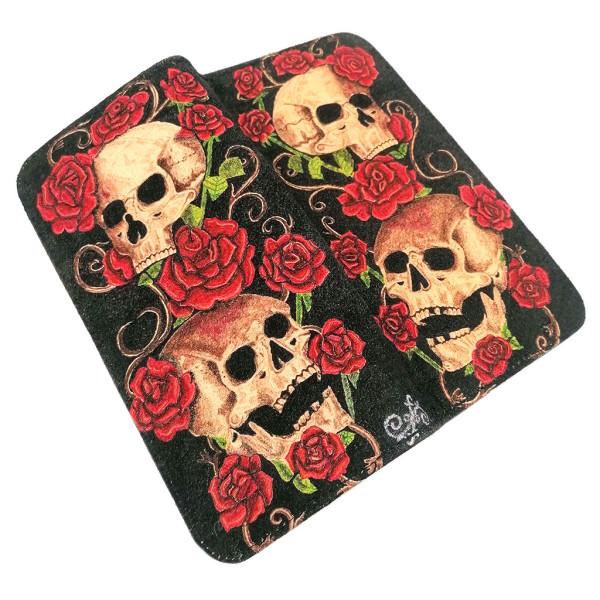 tätowierte brieftasche frauen, frauengeldbörse tätowiert, totenkopf & rosen brieftasche, große geldbörse mit tattoo