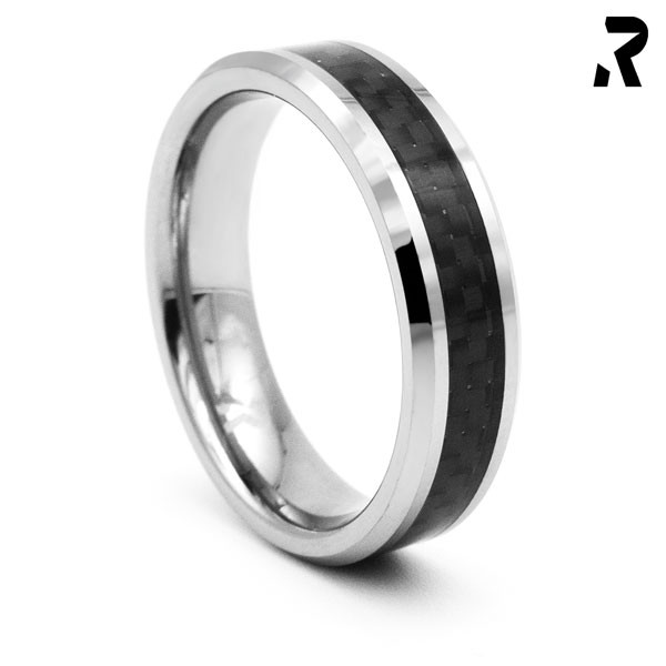 WOLFRAM CARBON RING Simple Black