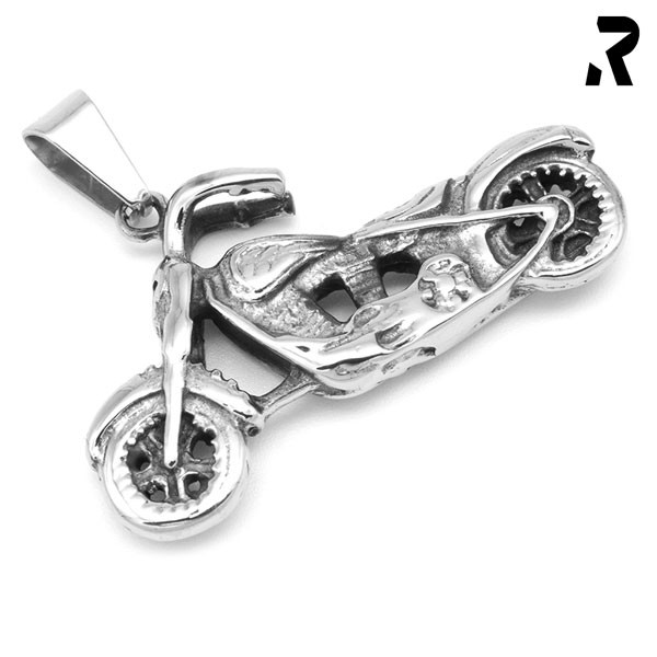 biker anhänger chopper style, chopper anhänger, mit totenkopf, harley anhänger, kettenanhänger für damen, für männer, geschenkidee, männer geschenk, biker geschenk, anhänger mit kette, edelstahl anhänger