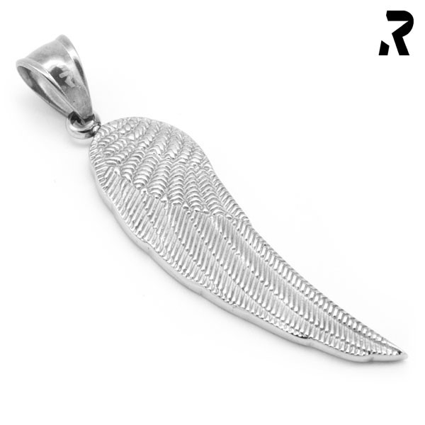 engelsflügel anhänger angel wing, relief struktur, geschwungener flügle anhänger, mittlere größe, damengeschenk, geschenkidee, flügel anhänger mit kette, engel anhänger