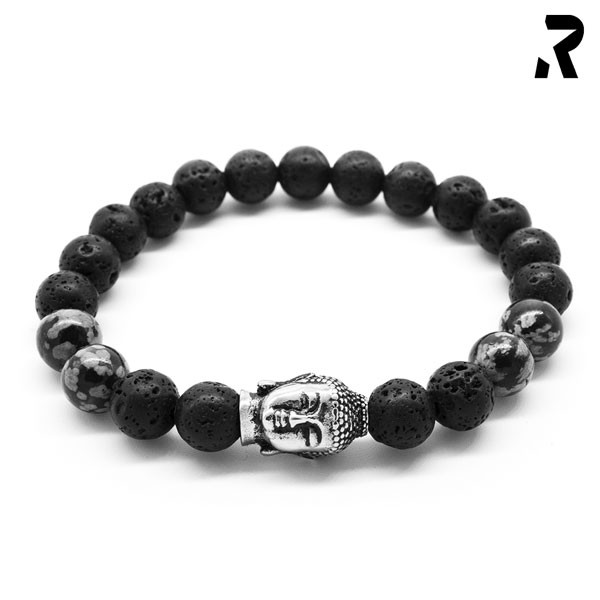 buddha armband, nirvana armband, lava armband, armband damen, armband herren, schneeflockenobsidian, männergeschenk, damengeschenk, geschenkidee, 