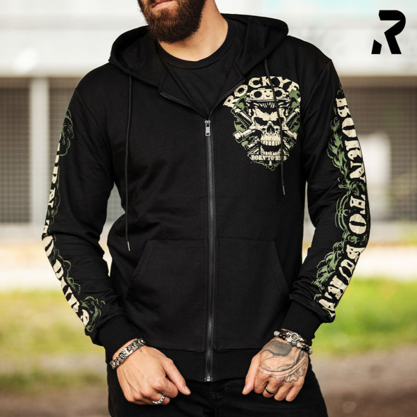 ROCKYFY WILD SKULL, BIKER HOODIE MIT TOTENKOPF